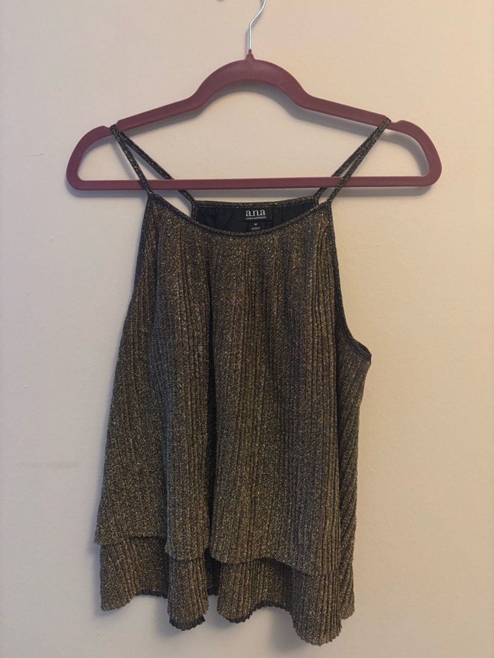 a.n.a Black and Gold Metallic Ribbed Camisole